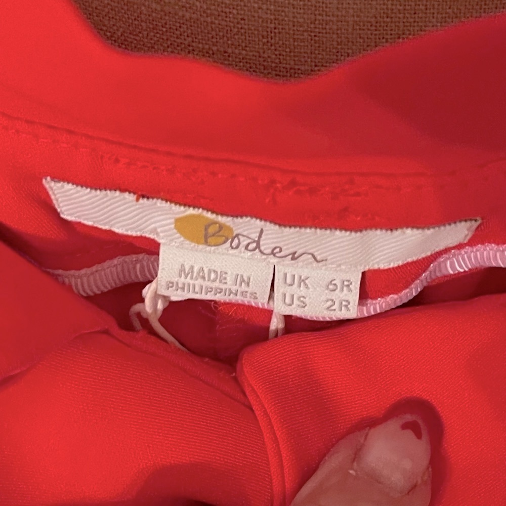 Boden Melina Paper Bag Waist Crop Red Pants - Picture 12 of 14